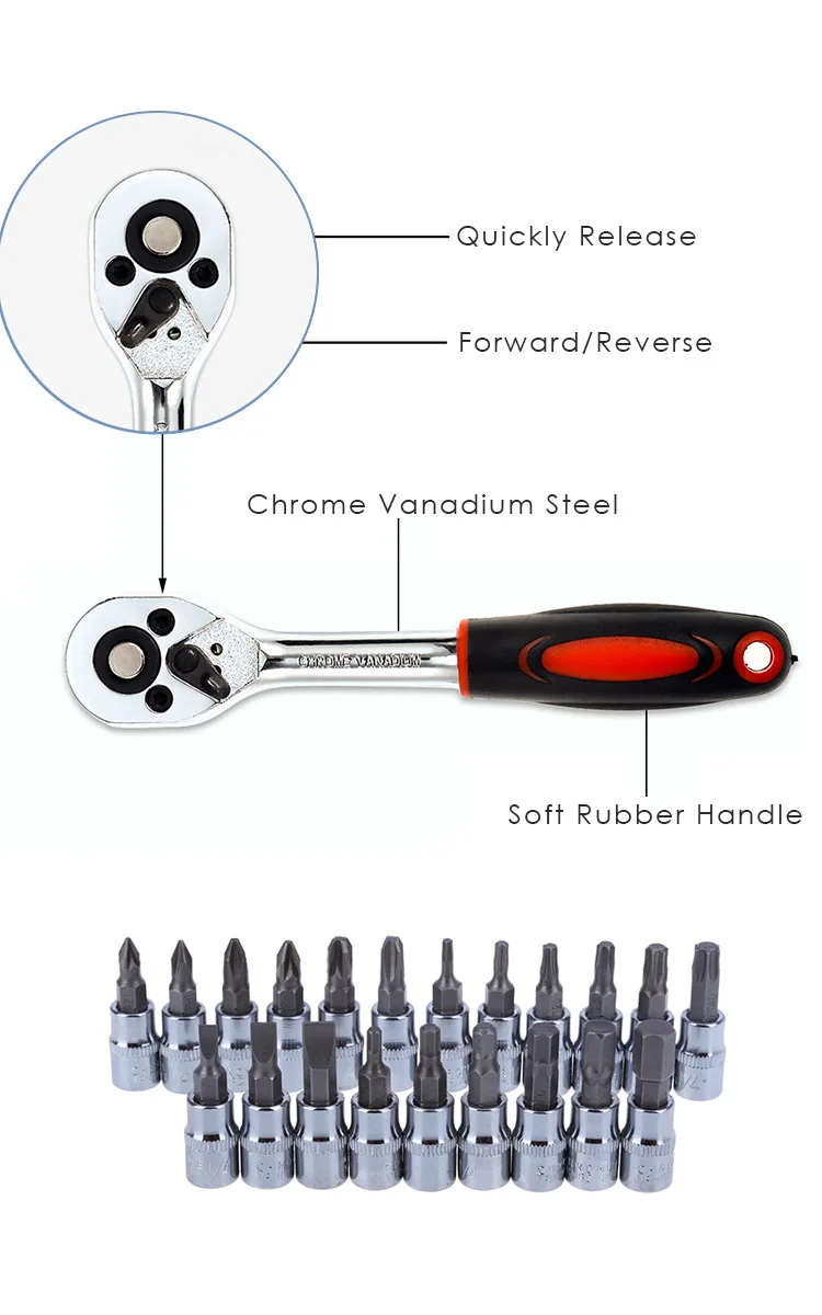 46 шт. Набор торцевых ключей обслуживание автомобиля ключ-трещотка авто-ремонт, набор инструментов