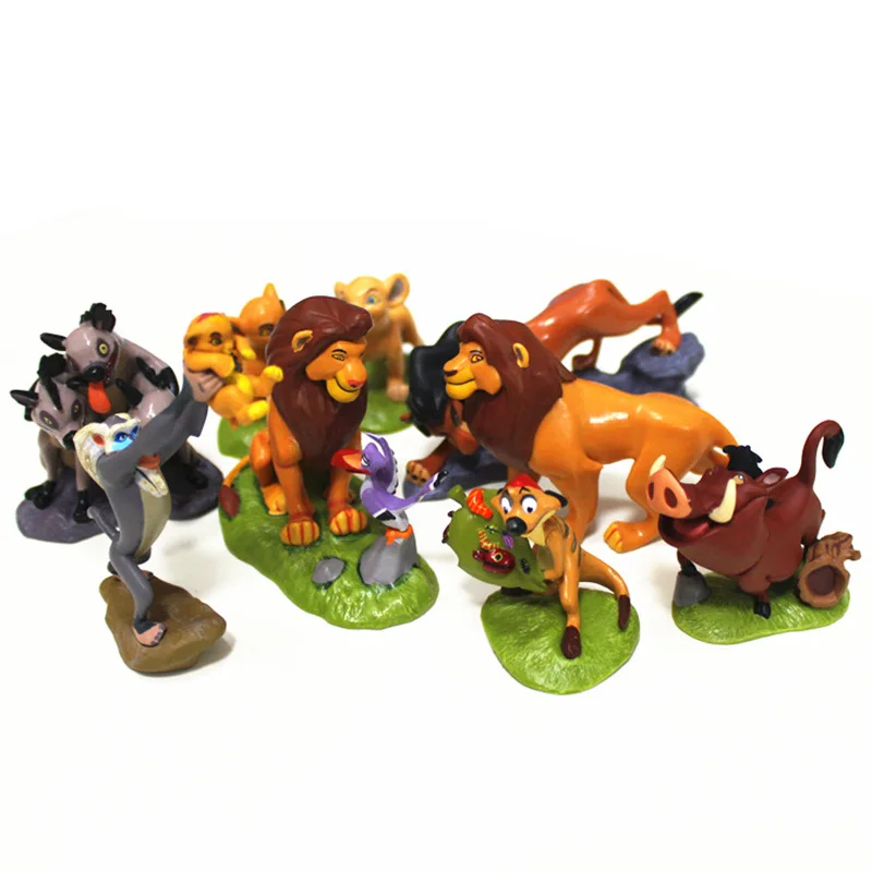 1 набор, Король Лев, фигурка, игрушки, Simba Mufasa Sarabi Taka/Scar Zazu Pumbaa Hyenas, Король Лев, фигурки тортов, детские игрушки