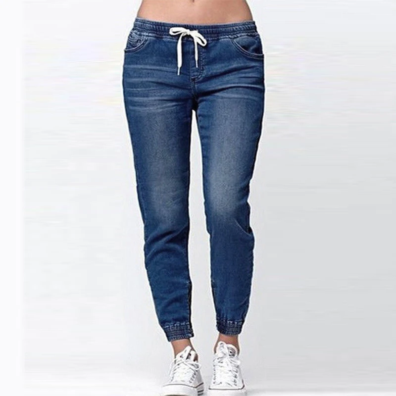 Women's Jeans Women Denim Pencil Pants Women Elastic Waist Trousers Ladies Oversized Denim Pants Women Summer Casual Jeans