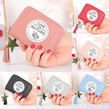 

Fashion ladies wallet letter retro zipper short wallet purse card bag hand wallet Coin Purse Card Holders Handbag Dropship T613