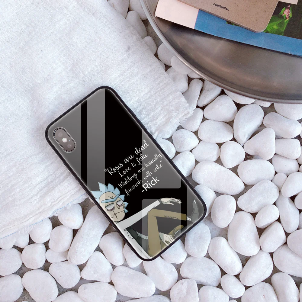 Rick marty Pickle чехол из закаленного стекла для телефона для iphone 8 7 6s X Plus Чехол под заказ DIY задняя крышка для iphone XR XS 11 Pro MAX - Цвет: 20225