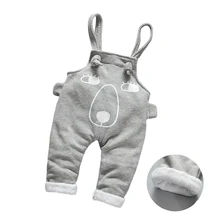 Детские штаны на лямках г., зимние хлопковые утепленные детские штаны с героями мультфильмов штаны для малышей штаны для мальчиков и девочек от 1 до 3 лет