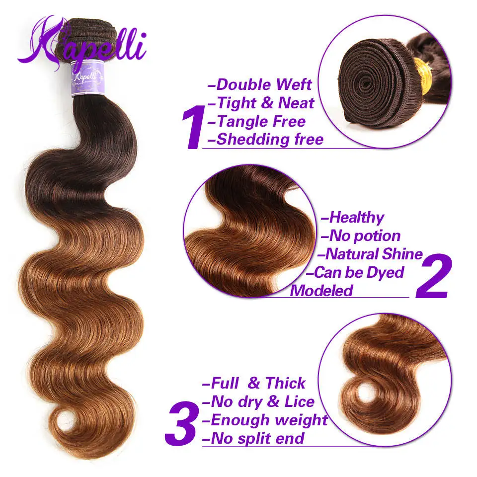 Pre-colored 4 Bundles With Closure Remy Malaysian Body Wave Hair Human Hair Weave Bundles One Pack Ombre Blonde Free Ship