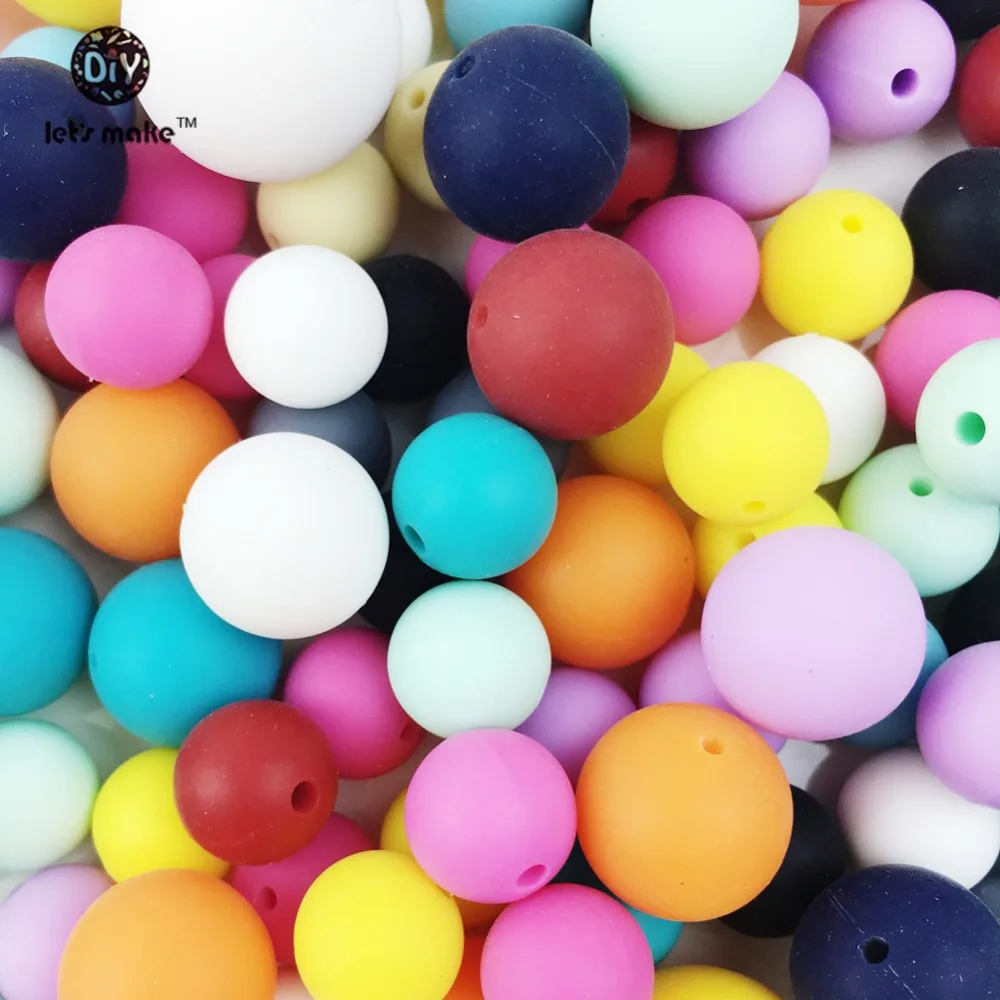 

Let's Make 500pc Silicone Beads 15mm Round BPA FREE Loose Teething Chew Bead Jewelry Teether Necklace Toy DIY Jewelry Beads