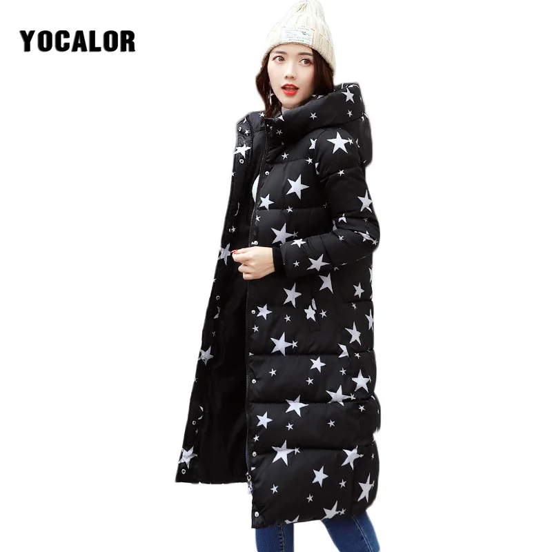 

2017 Winter Clothes Cartoon Printing Long Hooded Jacket Women Parka Wear Basic Thick Overcoat High Quality Quilting Cotton Coat