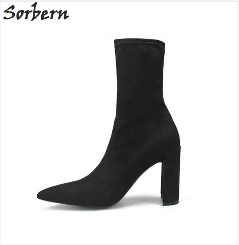 Sorbern/женские ботинки 9 см; пикантные женские ботильоны; botas mujer; большие размеры; модная обувь; chaussures femme; недорогие скромные ботинки с острым носком