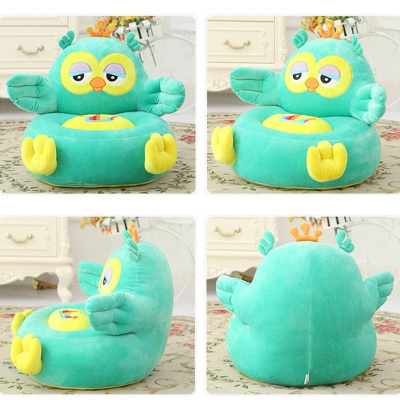 Dorimytrader 40cm x 40cm Kindergarten Cartoon Children's Mini Sofa Plush Animal Frog Owl Tortoise Penguin Chick Ladybug Baby Chair Toy Doll DY61977(10)