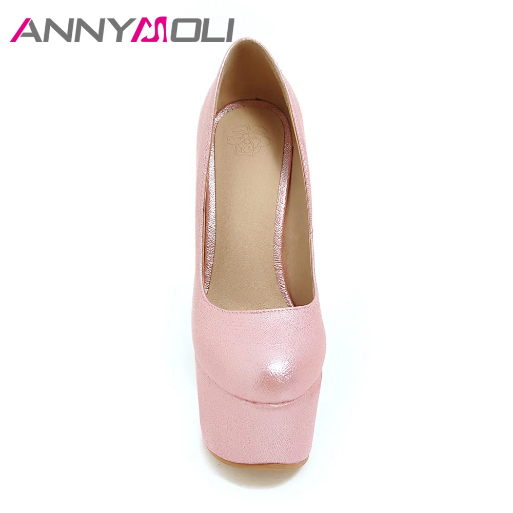 Женские свадебные туфли лодочки ANNYMOLI белые на очень высоком каблуке шпильке 16 см