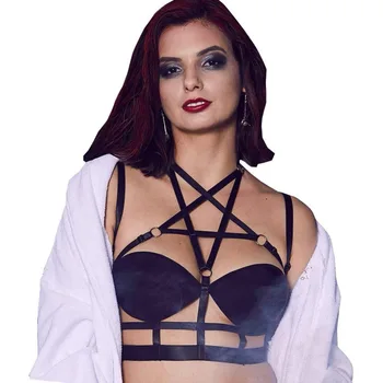 

Women Body Harness Lingerie for Black Gold Hoop Summer Harajuku Sexy Bra Straps Ladies Lingerie Bra Garter Gothic Strap Top
