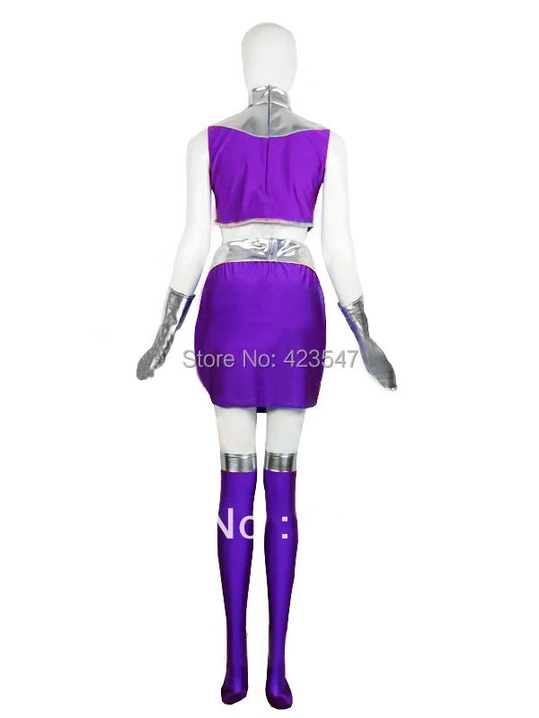 Purple DC Comics Starfire Spandex Superhero Costume Party Halloween carnival costumes