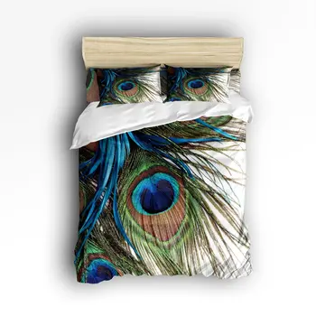 

Peacock Pattern Bedding Set- Full Size ,Animal Print Duvet Cover Set Bedspread for Children/Kids/Teens/Adults, 4 Piece