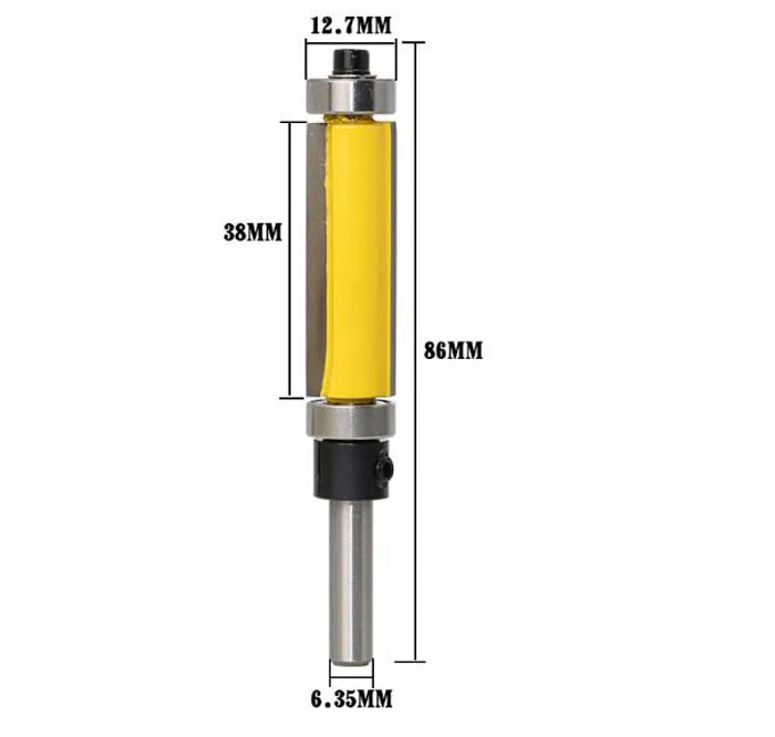 1/4 дюйма шаблонный хвостовик/Обрезной фрезы с верхними и нижними шариковыми подшипниками 6,35 мм хвостовик длинноходные фрезы Деревообрабатывающие инструменты