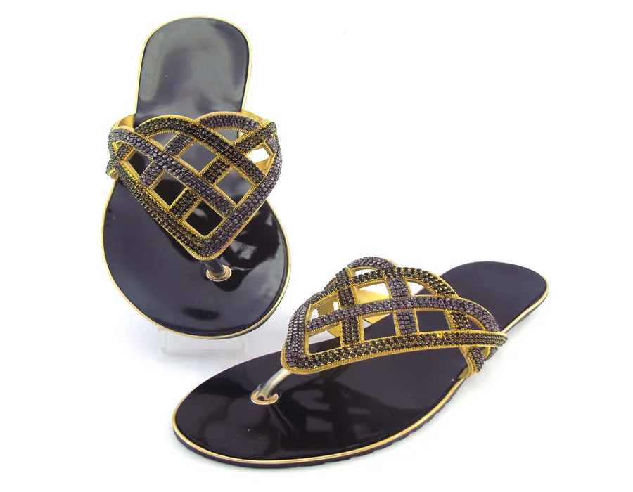 Стразы в нигерийском стиле; туфли на низком каблуке; летние женские повседневные вечерние туфли в африканском стиле; ; Размеры 37-43; ABS1112