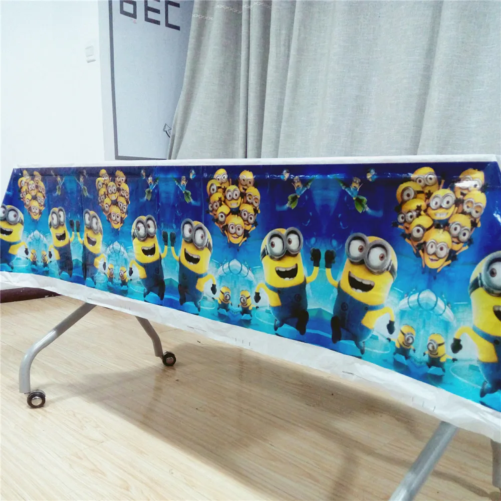 

180*108cm Disposable Tablecloths Kids Minions theme Birthday party decoration event supplies table cover Size 1.08x1.8M