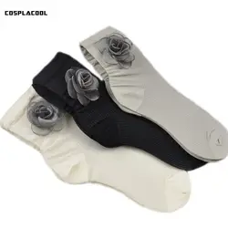 [COSPLACOOL] модный бренд Европа ручной работы Цветы сияющие серебряные кружевные длинные носки женские/студенческие носки Meias Calcetines
