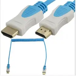 HDMI пружинный Эластичный кабель со штыревыми соединителями на обоих концах для подключения dmi 1080 P высокой четкости видео кабель двойной
