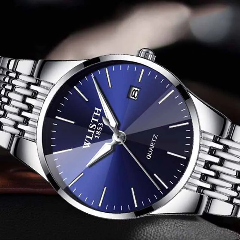 Couple Watch Luxury Waterproof Stainless Steel Watch Men Business Quartz Wristwatches Lovers Watches Free Shipping Sale