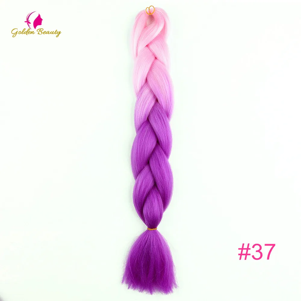 Золотой красота Jumbo косы Омбре плетение волос Синтетический вязаный крючком коса Наращивание волос 24 дюймов 100 г два три и четыре тона - Цвет: #1