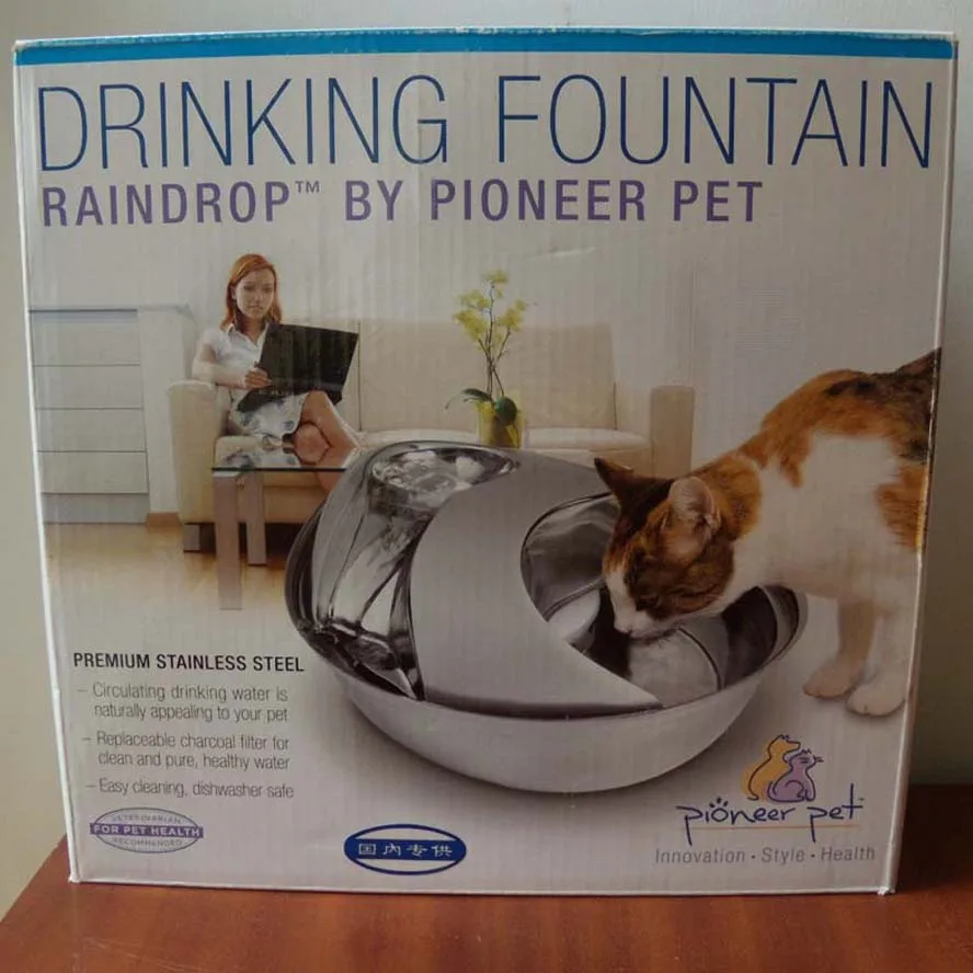 110-230 В питомец фонтан дозатор воды для собак капля дождя кормушка для кошек из нержавеющей стали прочный 1800 мл
