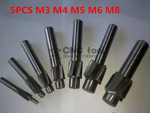 

5pcs/set 4 Flute HSS AL Counterbore End Mill M3 M4 M5 M6 M8 metric Endmill/ sink holes drilling head milling cutter