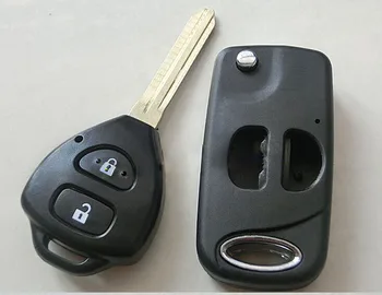 

2 Buttons Blanks FOB Car Key Case For Toyota Carola RVA4 New Vios Modified Flip Folding Remote key shell