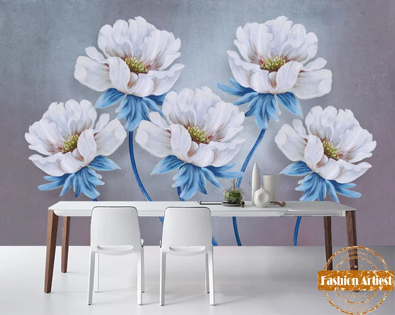 أوروبا الصيف زهرة ملكة خلفيات جدارية مخصصة الأبيض الفاوانيا النفط اللوحة مكتب أريكة نوم غرفة المعيشة مقهى بار مطعم