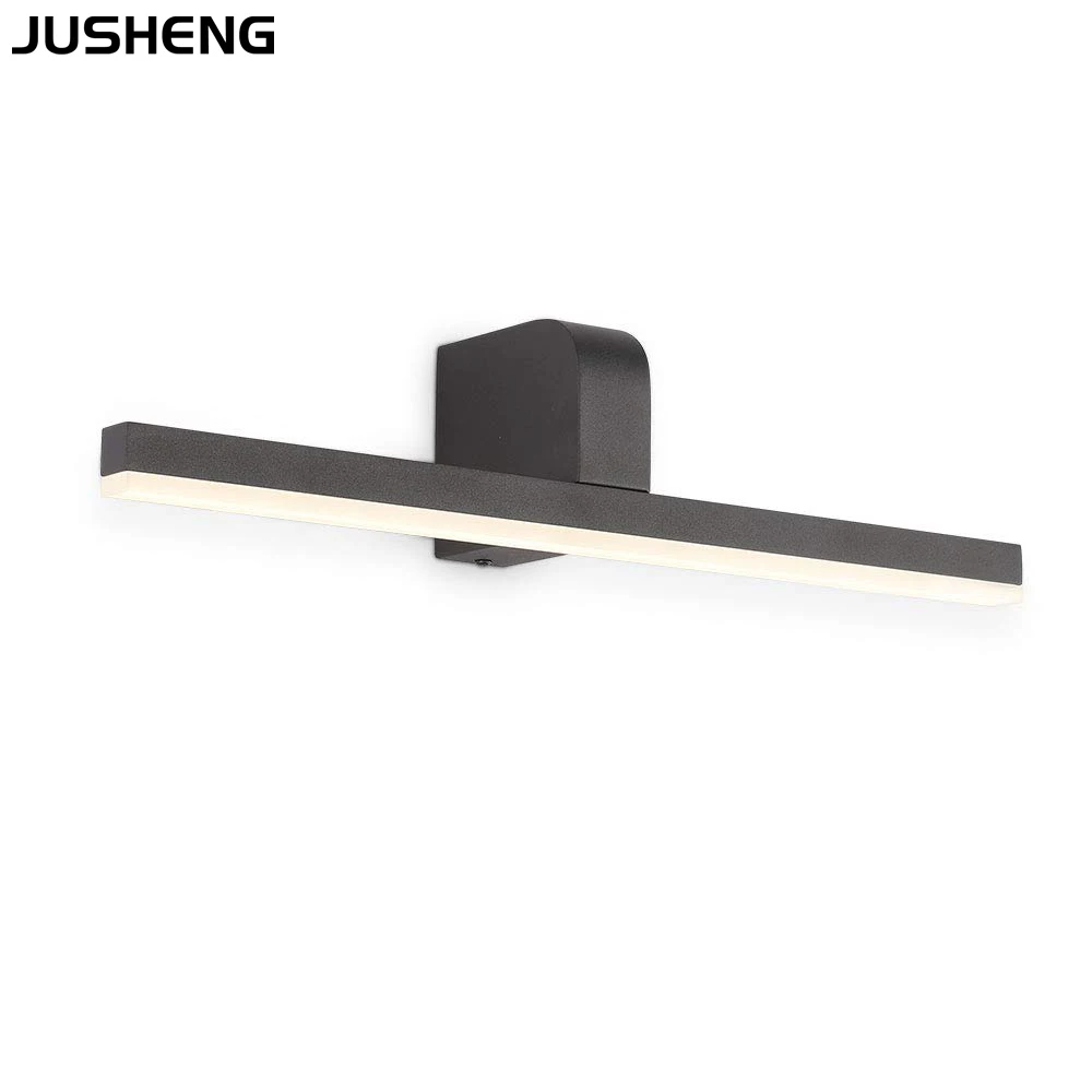 JUSHENG настенные лампы для ванной LED черное зеркальное освещение металлическое
