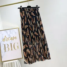 Женские винтажные плиссированные длинные юбки для дам ретро цветочный принт юбки высокая Eastic талия юбка весна лето осень художественный стиль