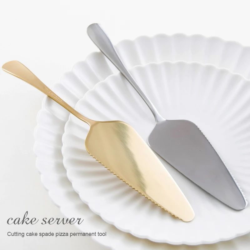 Stainless Steel Pizza Shovel Golden Silver Cake Butter Cheese Ice Cream Dessert Cutter Food Helper Turner Divider Pastry Kitchen