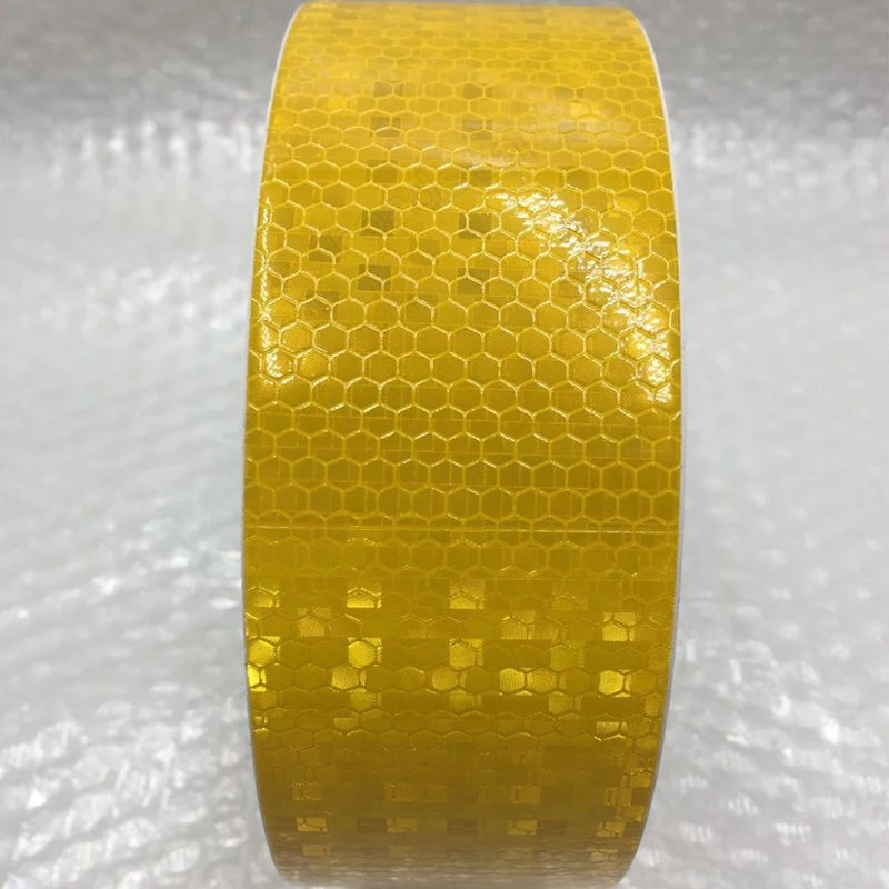 5 см X 25 м желтый/белый Светоотражающая Предупреждение ющая лента с цветной печатью для автомобиля