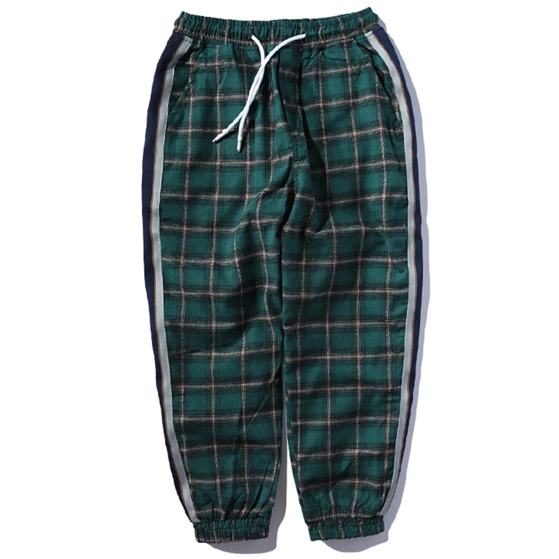 Aelfric Eden хип-хоп клетчатые полосатые лоскутные шаровары повседневные брюки мужские осенние Джоггеры мужские спортивные штаны уличная одежда B042 - Цвет: Зеленый