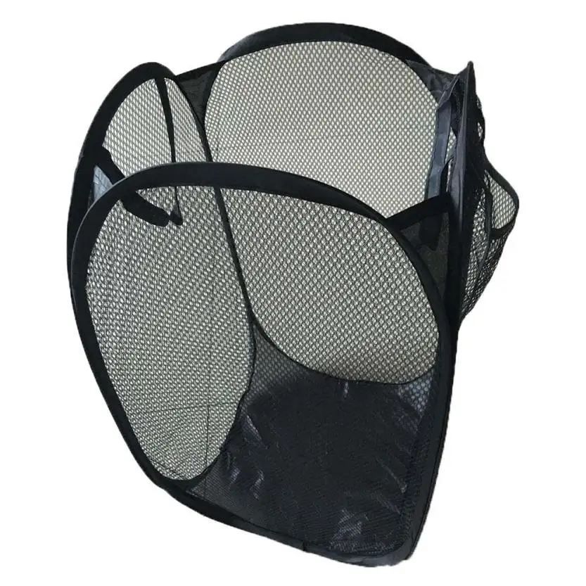 Г. однотонные Черные Сетчатые складная сумка для хранения до стирки белья корзина сумка препятствуют сетки хранения груза падения чистый цвет# E3