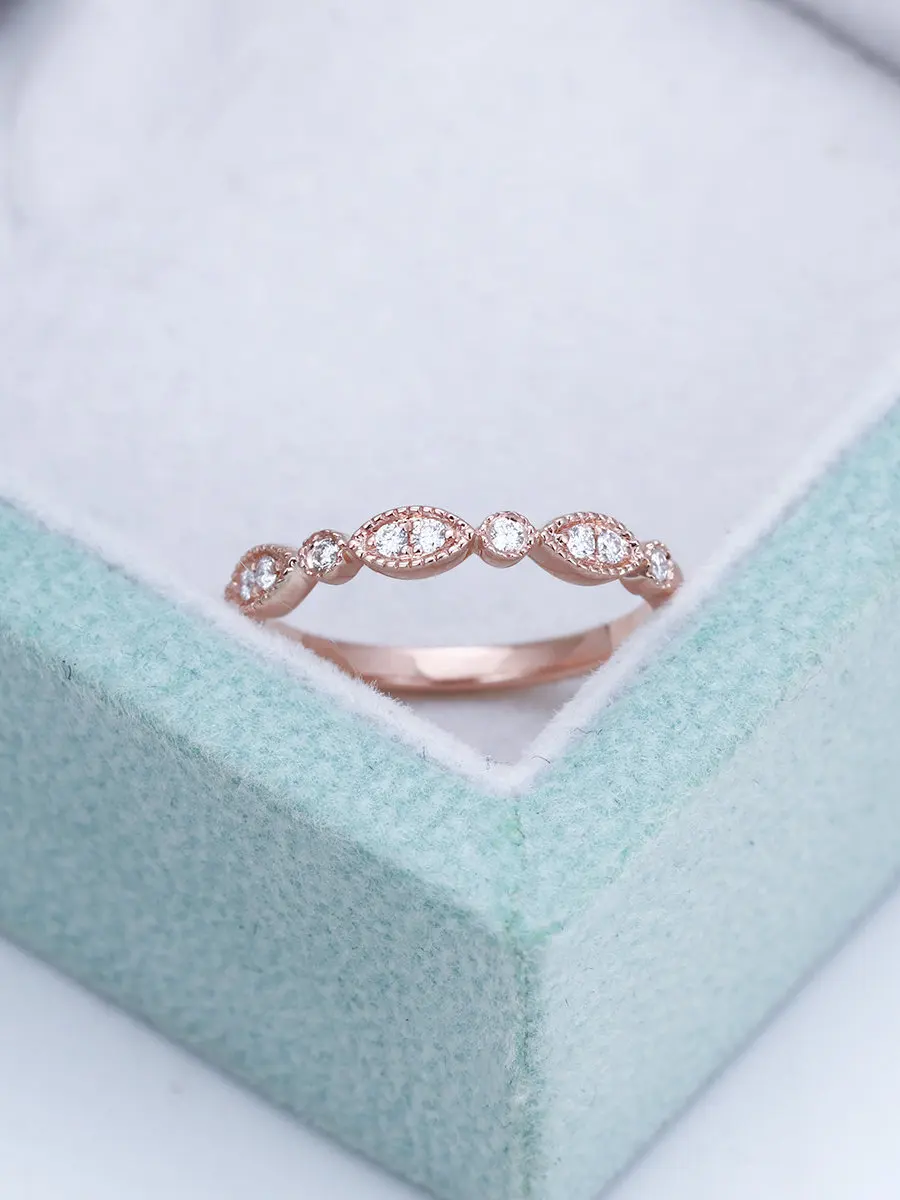 

Vintage Art Deco Rose Gold Zircon Engagement Ring Female Best Gift 925 Sterling Silver cz wedding rings rose gold ring