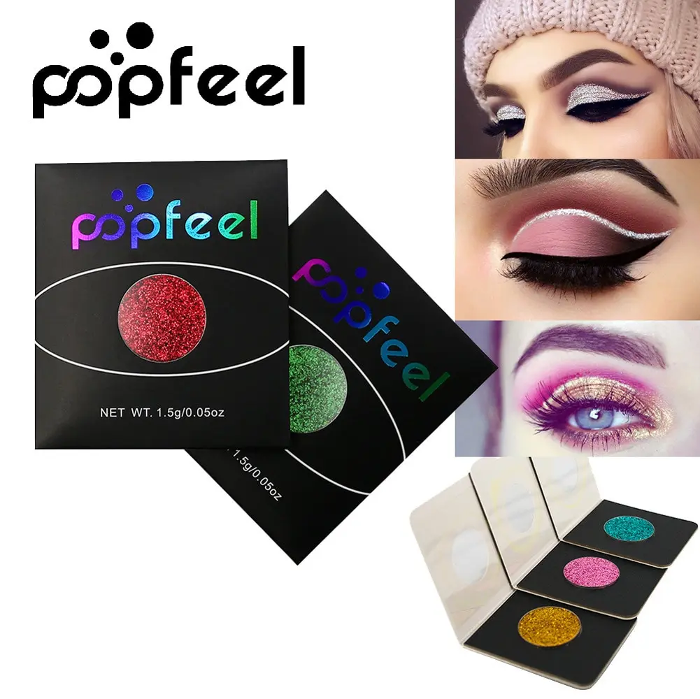 Popfeel Single Color Eyeshadow Cosmetics Shining Glitter Makeup Party Show Women Fashion Eye Shadow Maquaigem |
