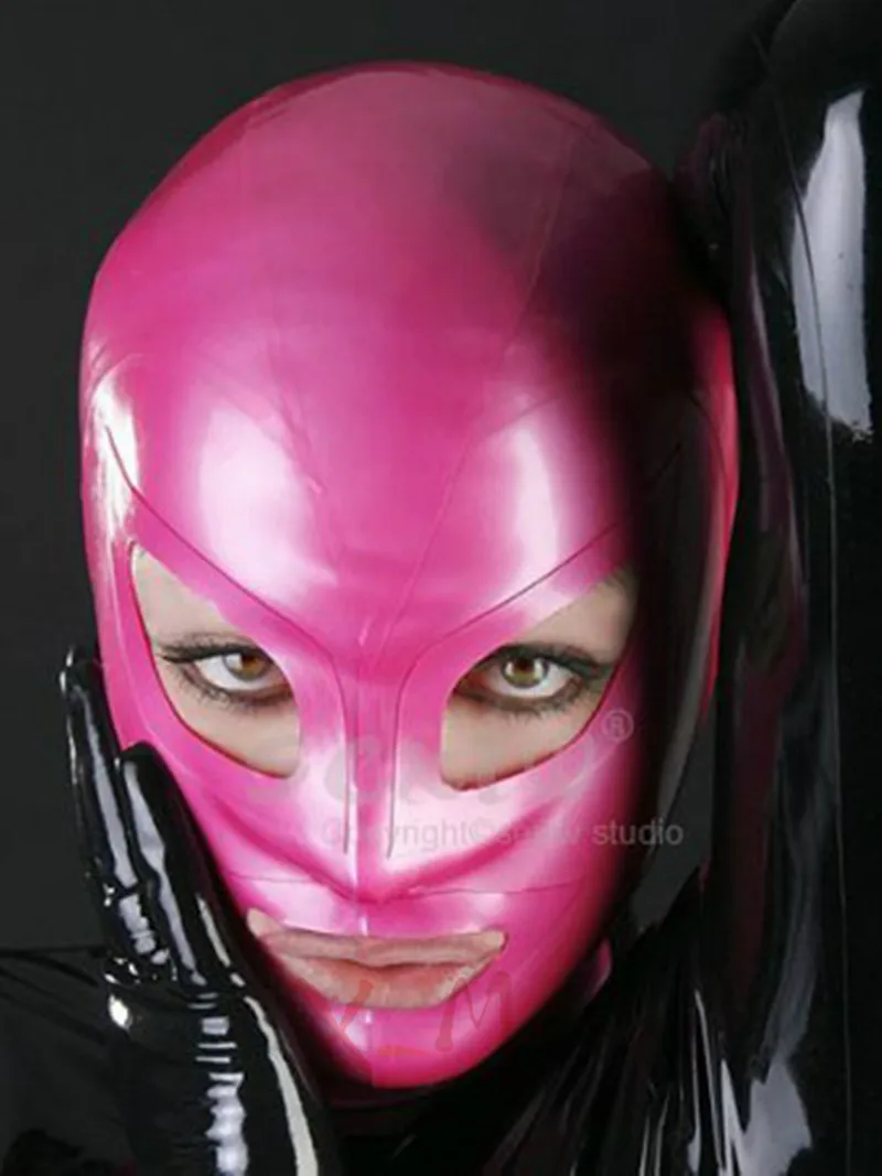Anatomical Pink Rose Latex Mask Rubber Mask Rapture Rubble Hood Female Fetish Masks Condom Sex