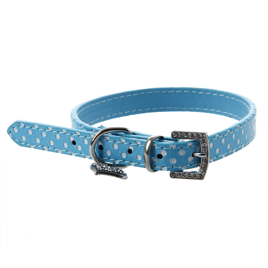 

Blue PU Leather Dogs Cats Pets Puppy Neck Safety Collars S