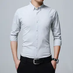 Мужской Стильный повседневный клетчатый костюм по фигуре, мужские рубашки с длинными рукавами в Корейском стиле, формальная деловая