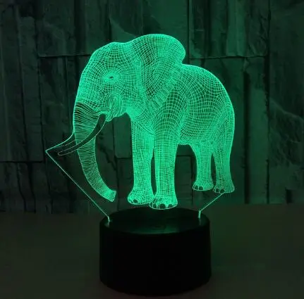 С принтом в виде слона для 3D Иллюзия светодиодный настольная лампа ночник с животное, в форма слона сенсорный 7 цветов эффект изменения дети хобби лампа - Испускаемый цвет: Model 6