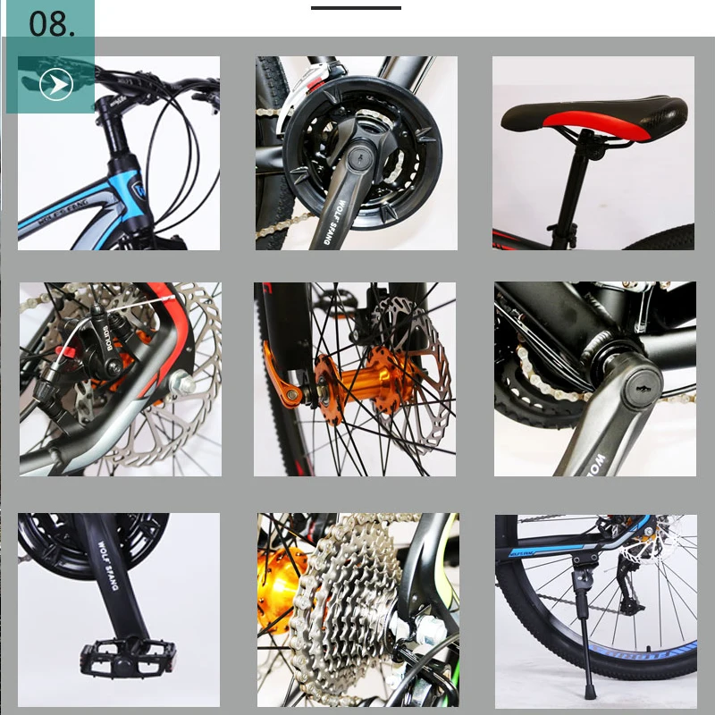 wolf's fang bicycle mountain bike 29 road bikes 27 speed Aluminum alloy Frame size 17 inch bmx Mechanical Disc Brake bicycles