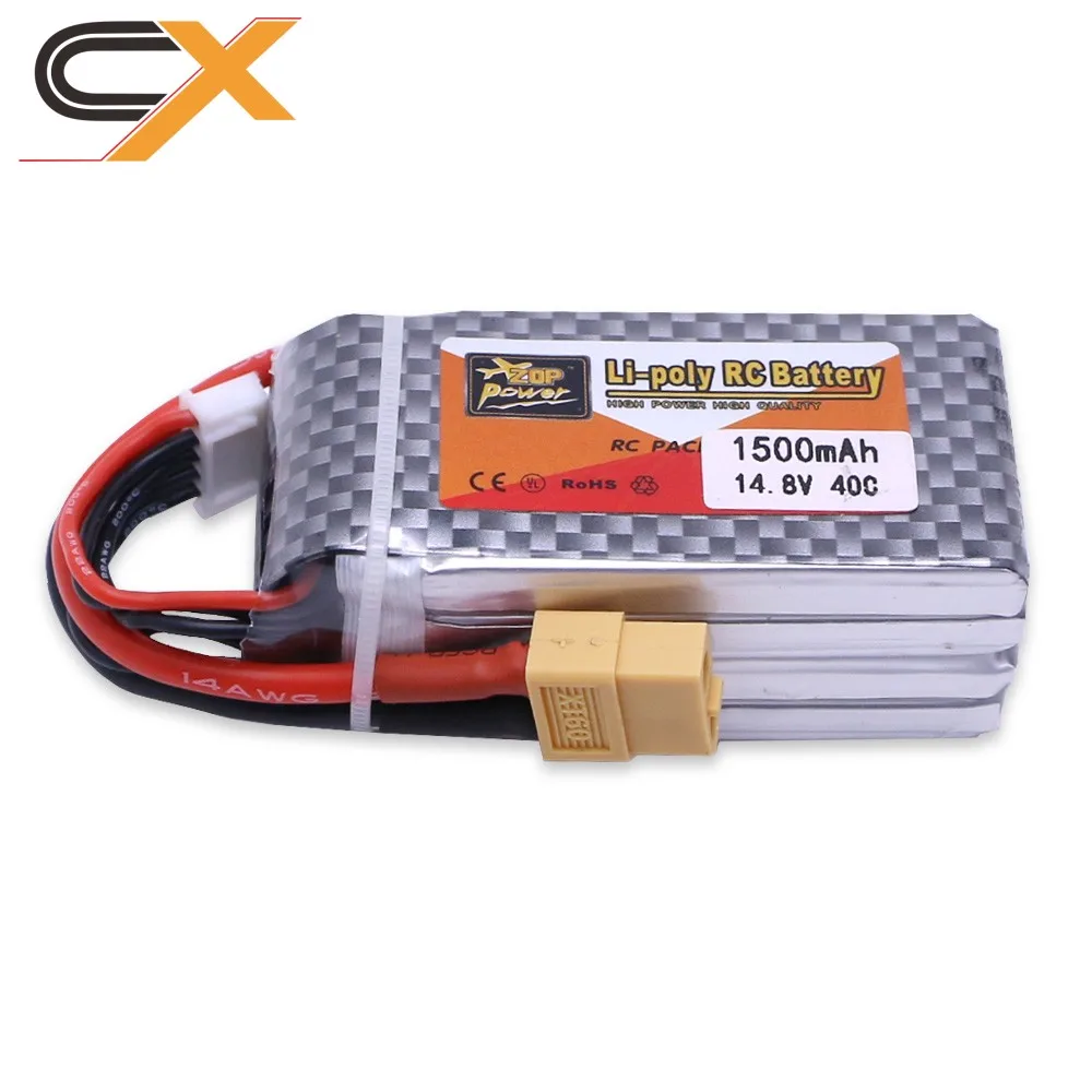 1pcs ZOP Power 14.8V 1500mAh 4S 40C Lipo Battery XT60 Plug For RC Helicopter Qudcopter Drone Truck Car Boat parts | Игрушки и хобби