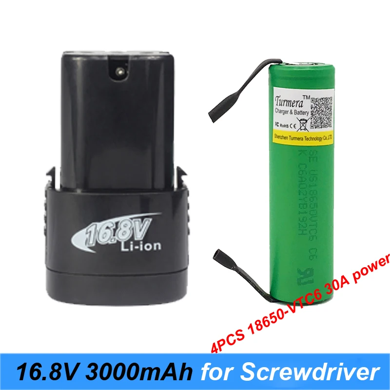 Turmera-screwdriver 16.8v lithium battery-VTC6-3000MAH