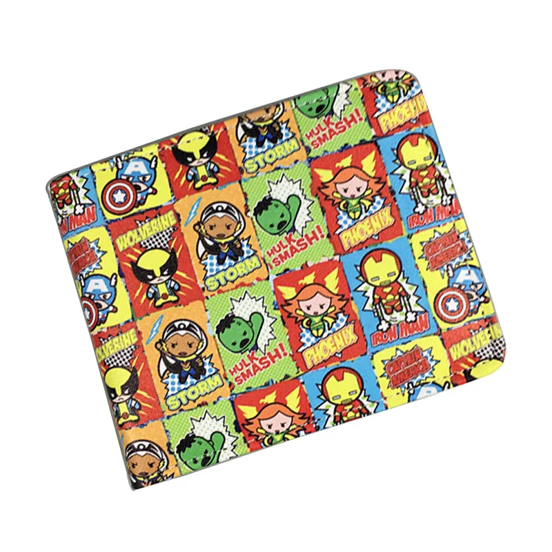 

Lovely Anime Marvel Comics Wallets portefeuille Captain America Spiderman Flash Hulk Purse carteras Gift Boy Girl Short Wallet