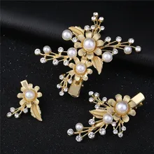 3pcs/set gold Leaf Hair Accessories Maple Leaves Barrettes Hairgrip Gold Hair Accessory Wedding Pearl Hair Clip