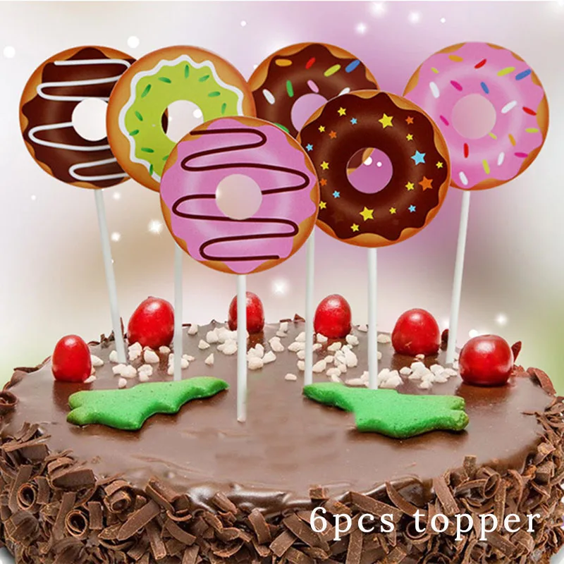 Набор для вечеринки на день рождения, вечерние бумажные стаканчики для пончиков, тарелки, салфетки, воздушные шарики в виде леденцов, праздничные украшения для детей/взрослых, вечерние принадлежности - Цвет: topper