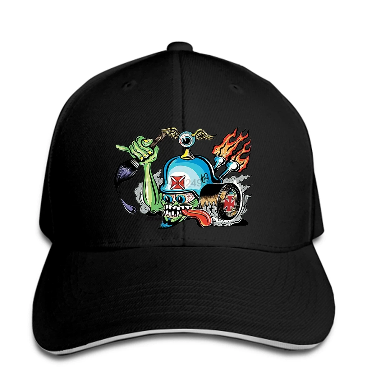 

Baseball cap VON FRANCO IRON CROSS HELMET PINSTRIPERS DUTCH EYE BALL rat fink ed roth Hat Peaked cap