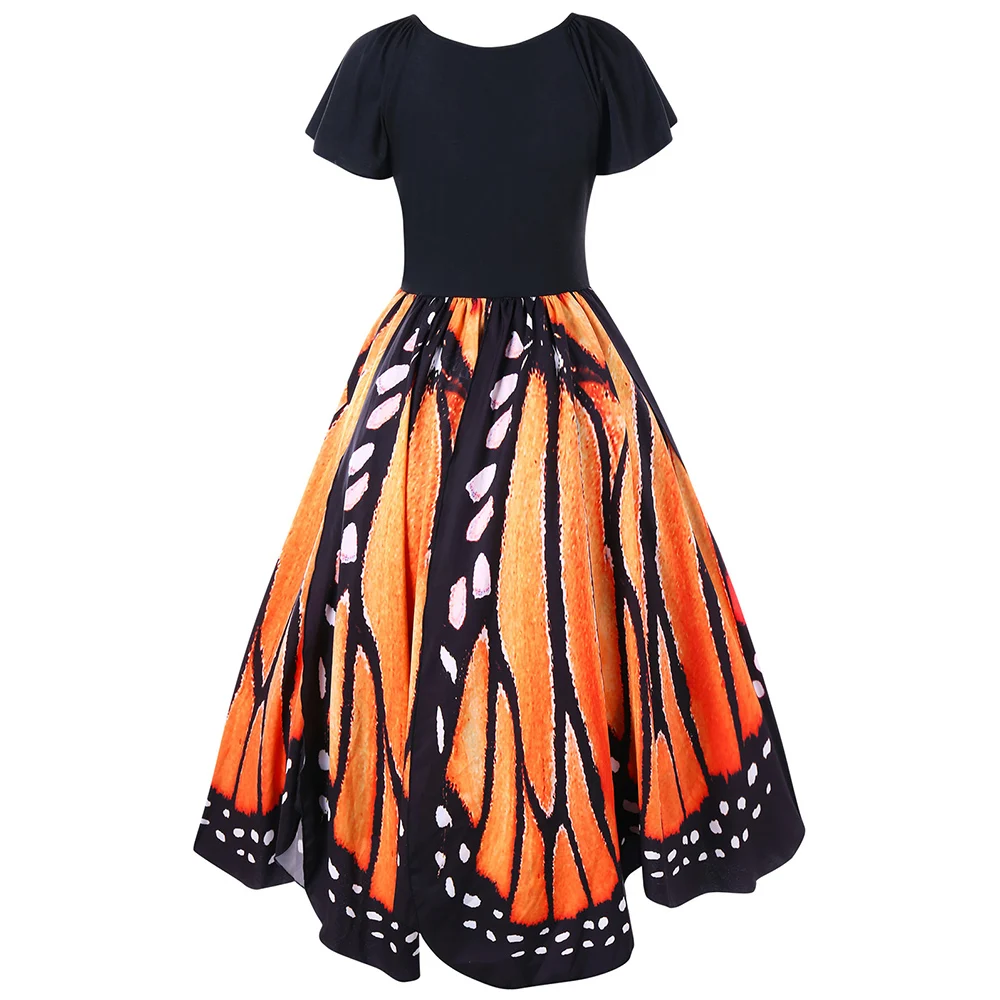Wipalo размера плюс винтажное летнее платье с вышивкой в виде бабочки Robe Rockabilly косая