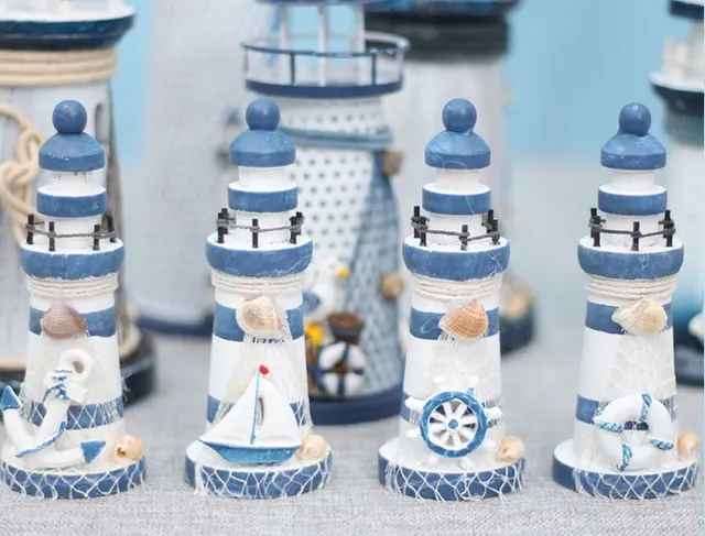 2 Farini Decorativi In Stile Mediterraneo - Soprammobile In Legno Blu Per Casa E Giardino - Foto 7