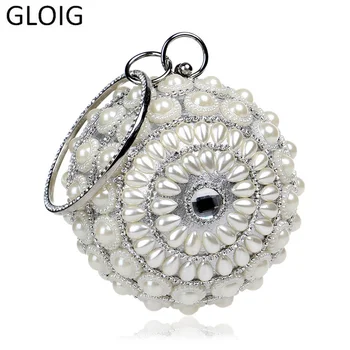 

Barrel-shaped Fashion Hasp Gloig Round Design Rhinestones Beaded Women Evening Bags Party Wedding Day Clutches