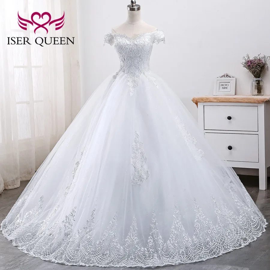 

Embroidery Beading Lace ball Gown Arab Wedding Dresses Vestidos De Novia 2019 Cap Sleeves Bridal Dress Wedding Gowns WX0002