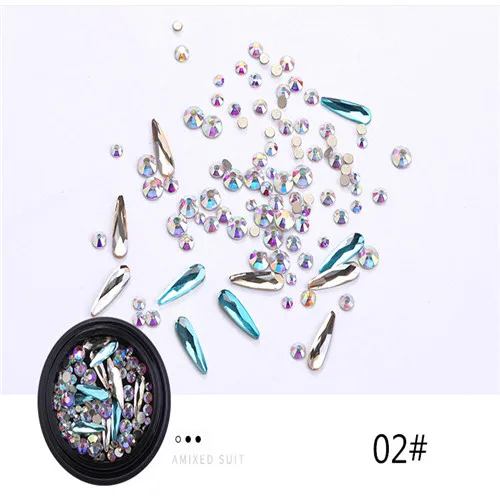 NEW 3D Nail Art Diamond Rhinestones Square Drop Heart Decals Wheel For Nail Tips Decorations DIY Nail Accessories